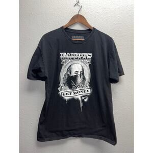 Famous Stars & Straps Shirt Get Money Ben Franklin Black Graphic Tee Large